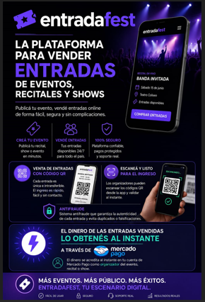 EntradaFest — plataforma para vender entradas de eventos, recitales y shows